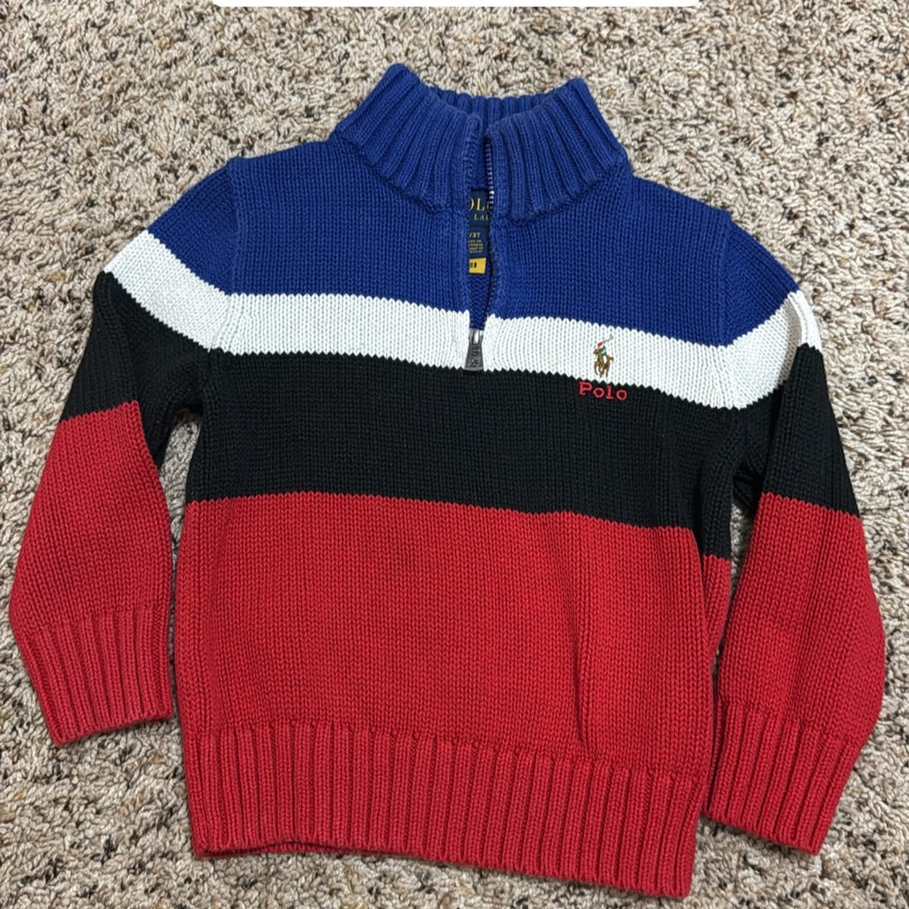 Polo by Ralph Lauren Toddler Colorblock Sweater - Red, Blue, Black
